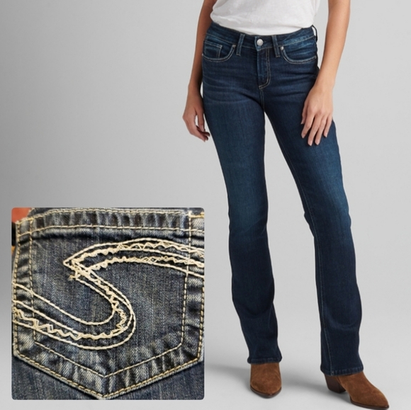 Silver Mid Rise Broken In Double S Pocket Distressed Jeans Western Suki Rodeo - Picture 1 of 16